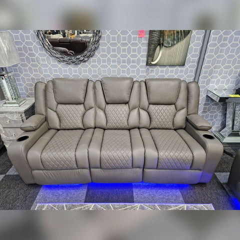 Orlando Leather Electric Recliners Sofa With Cupholders - 3+2 Seater Sofa/LED Lights/Wireless Charging/USB Charging Ports
