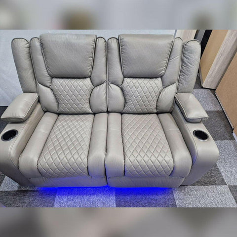 Orlando Leather Electric Recliners Sofa With Cupholders - 3+2 Seater Sofa/LED Lights/Wireless Charging/USB Charging Ports