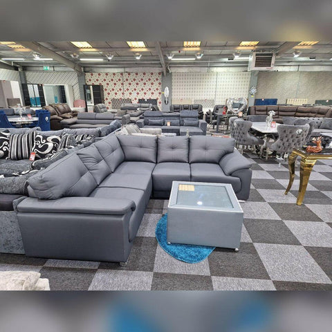 Kansas Leather Corner Sofa Grey