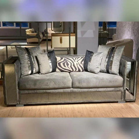 Valentino Chesterfield Glass Sofa 3+2 Seater Grey