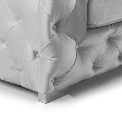 Ashton Range Chesterfield Corner Sofa Silver Plush Velvet