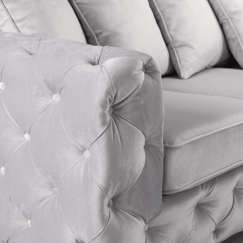 Ashton Range Chesterfield Corner Sofa Silver Plush Velvet