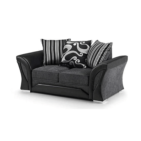 3+2 Shannon Farrow Large Sofa Chenille Fabric Grey Black/Brown Beige (Grey Black). Fire Resistant As Per British Standards, Foam Filled Seats For Comfort.