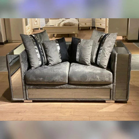 Valentino Chesterfield Glass Sofa 3+2 Seater Grey