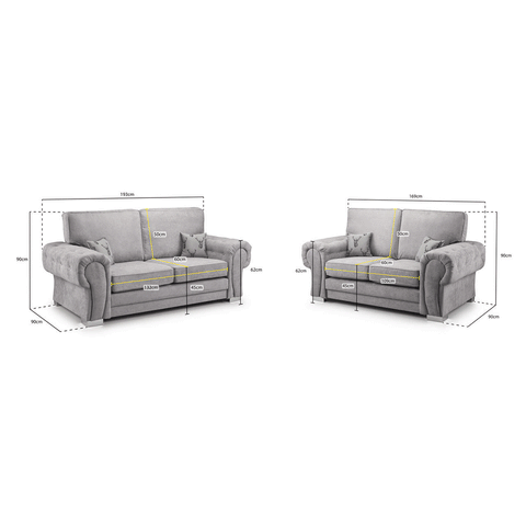 Verona Range Full Back 3+2 Seater Sofa Set Grey