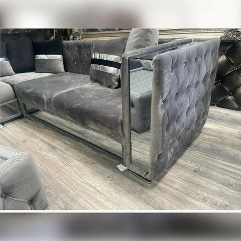Valentino Chesterfield Corner Sofa Grey