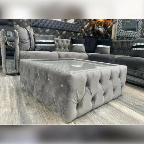 Valentino Chesterfield Corner Sofa Grey