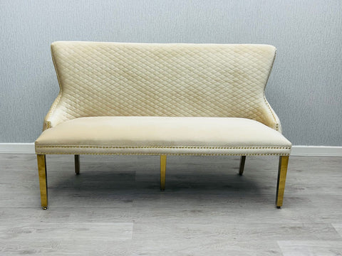 Victoria Shimmer Fabric Bench- Cream & Gold
