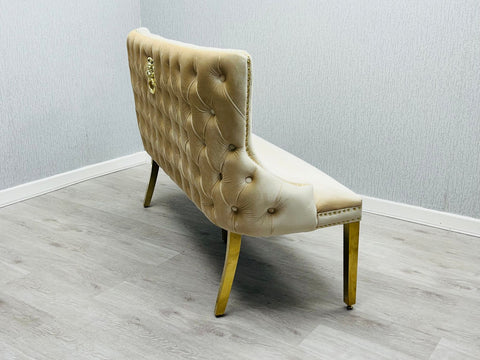 Victoria Shimmer Fabric Bench- Cream & Gold