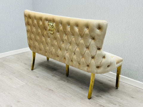 Victoria Shimmer Fabric Bench- Cream & Gold