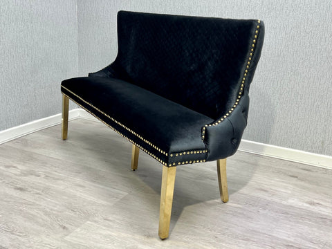 Victoria Shimmer Fabric Bench- Black& Gold