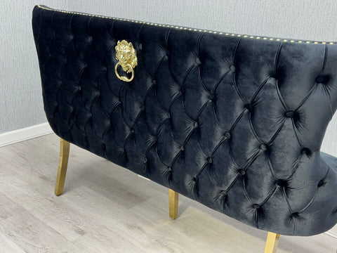 Victoria Shimmer Fabric Bench- Black& Gold