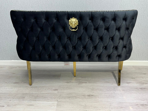 Victoria Shimmer Fabric Bench- Black& Gold