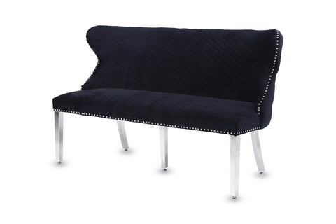 Valentino Plush Velvet Bench- Black