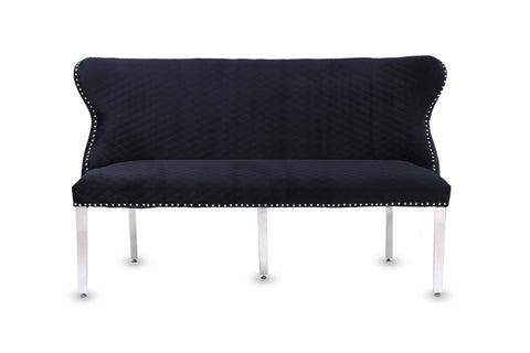 Valentino Plush Velvet Bench- Black
