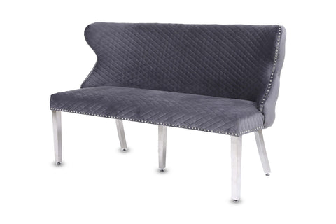 Valentino Plush Velvet Bench- Dark Grey