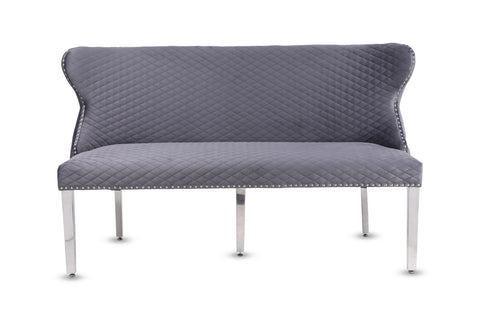 Valentino Plush Velvet Bench- Dark Grey