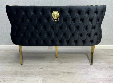 Black Gold Louis Dining Table With Black Gold LK Victoria Chairs & High Back Bench