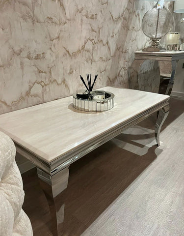 Cream Louis Chrome Coffee Table