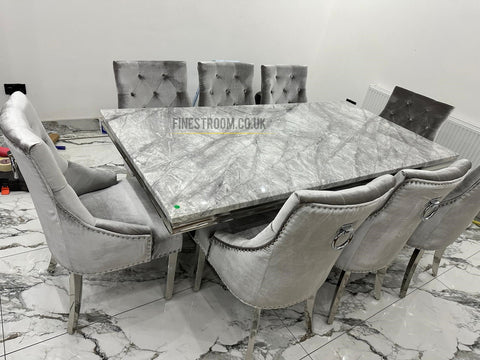 Grey Arial Dining Table With Silver Valencia RK Chairs