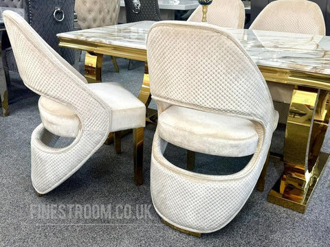 Kata Gold Ariana Gold Dining Table With Cream Gold Santorini Chairs