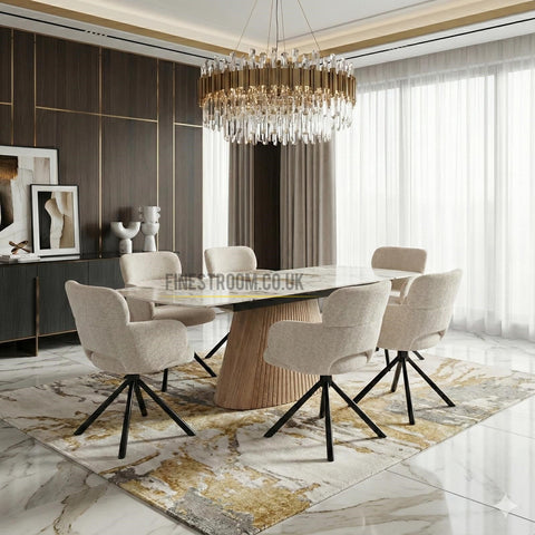 Monaco Sintered Stone Extending Table With Swivel Chairs