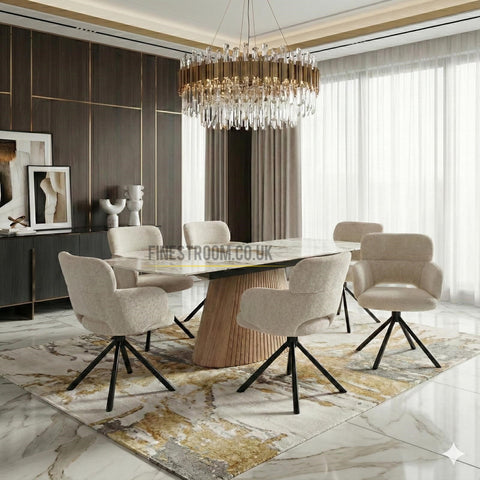 Monaco Sintered Stone Extending Table With Swivel Chairs