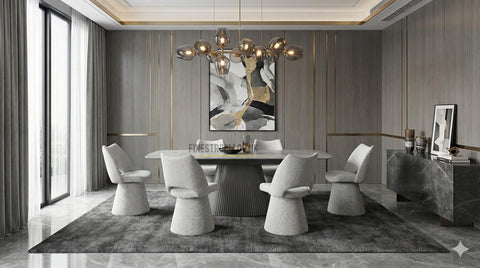Monaco Sintered Stone Extending Table With Swivel Chairs
