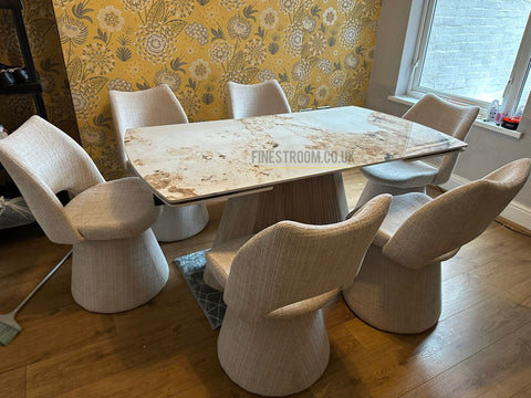 Monaco Sintered Stone Extending Table With Maryland Swivel Chairs