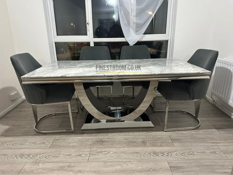 Grey Arial Dining Table With Grey Lasco Chairs