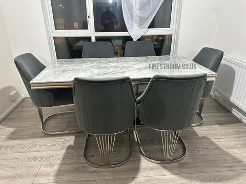 Grey Arial Dining Table With Grey Lasco Chairs
