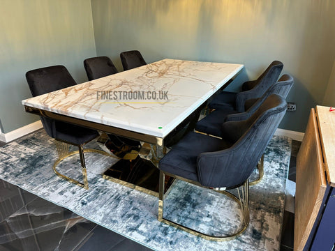Kata Gold Monaco Dining Table With Black Gold Lasco Chairs
