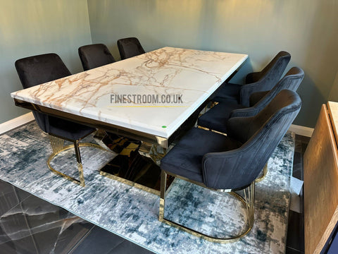 Kata Gold Monaco Dining Table With Black Gold Lasco Chairs