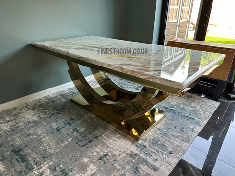 Kata Gold Monaco Dining Table With Black Gold Lasco Chairs