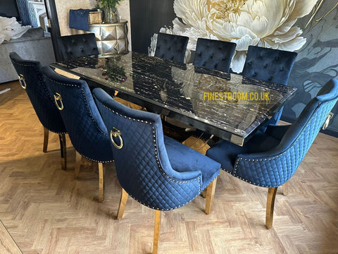 Monaco Black Gold Dining Table With Majestic Black Gold Chairs