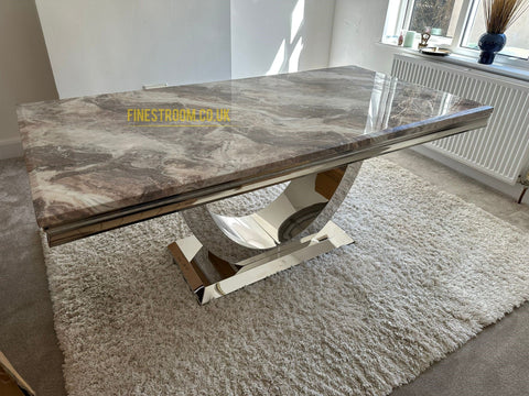 Beige Arial Dining Table With Cream Silver Lasco Chairs