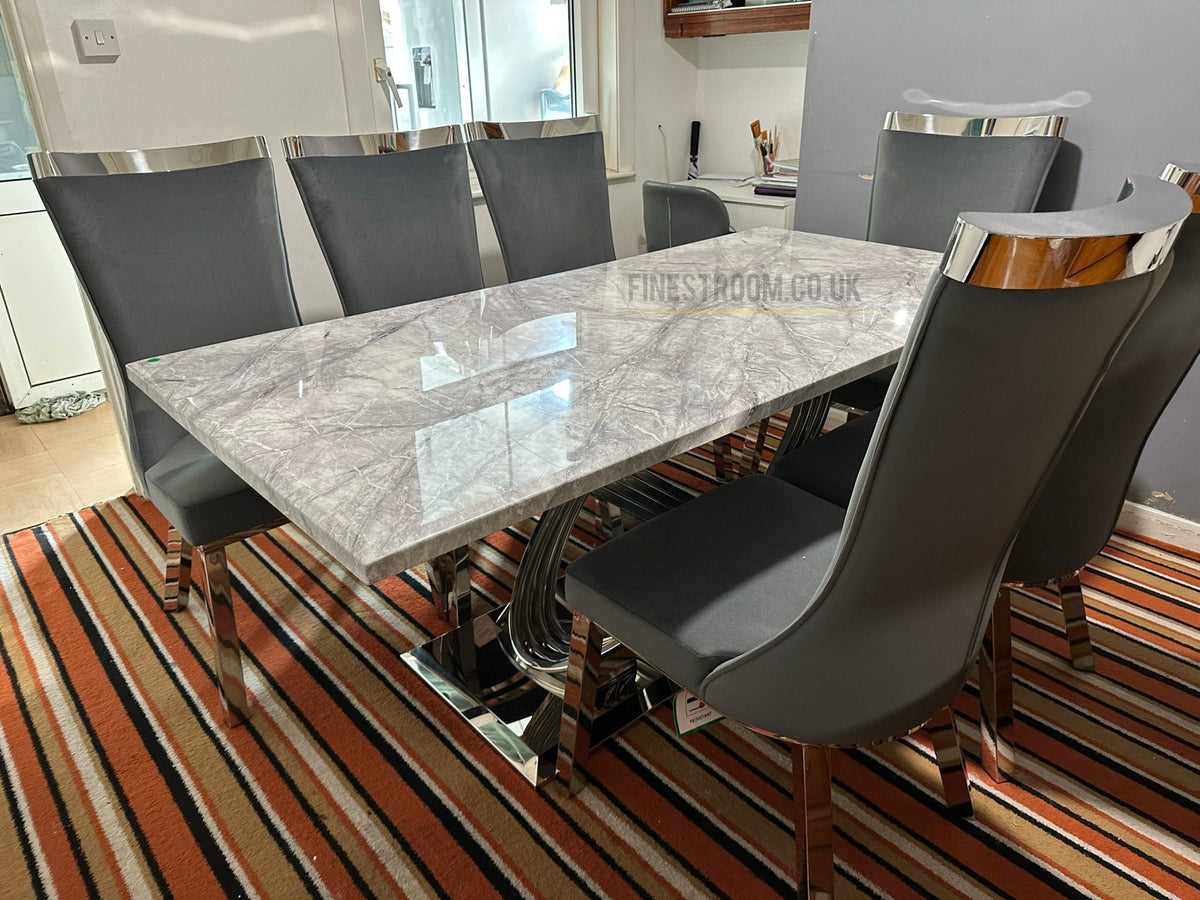 Grey Elina Chrome With Grey Samantha chairs