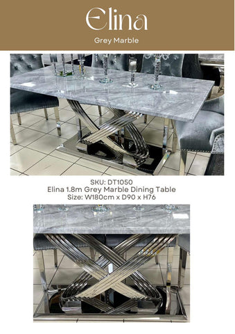 1.8M Grey Elina with Grey Vienna Chairs