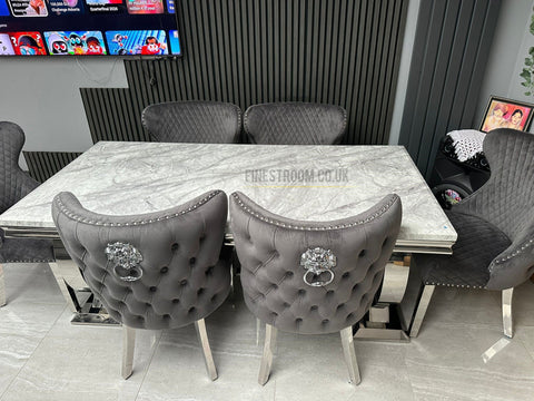 Grey Ariana Dining Table With Dark Grey Valentino Chairs