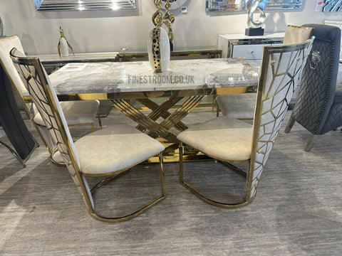 1.8m Pandora Elina Gold With Cream Gold Vienna Chairs