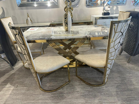 1.8m Pandora Elina Gold With Cream Gold Vienna Chairs
