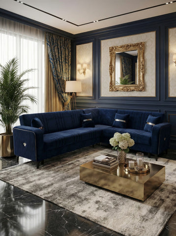 Luxury L-Shape Corner Sofa Bed – Velvet Sectional Sofa Bed
