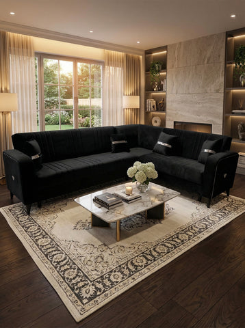 Luxury L-Shape Corner Sofa Bed – Velvet Sectional Sofa Bed