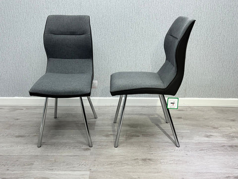 Zermatt Dining Chair- Grey PU with Grey Fabric
