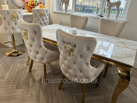 Kata Gold Louis Dining Table With Cream Gold LK Victoria Chairs