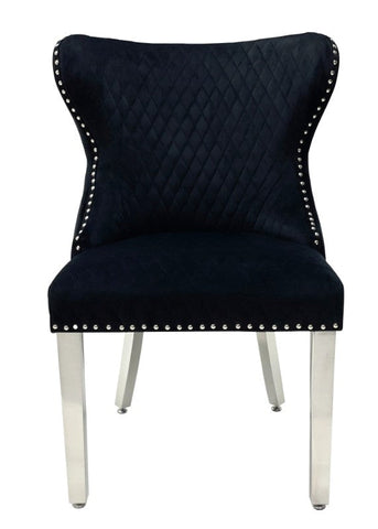 White Louis Dining Table With Black Valentino Chairs