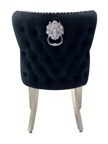 White Louis Dining Table With Black Valentino Chairs