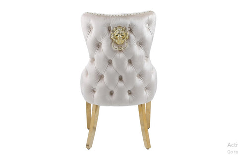 White Sorrento Dining Table With Cream Gold LK Victoria Chairs