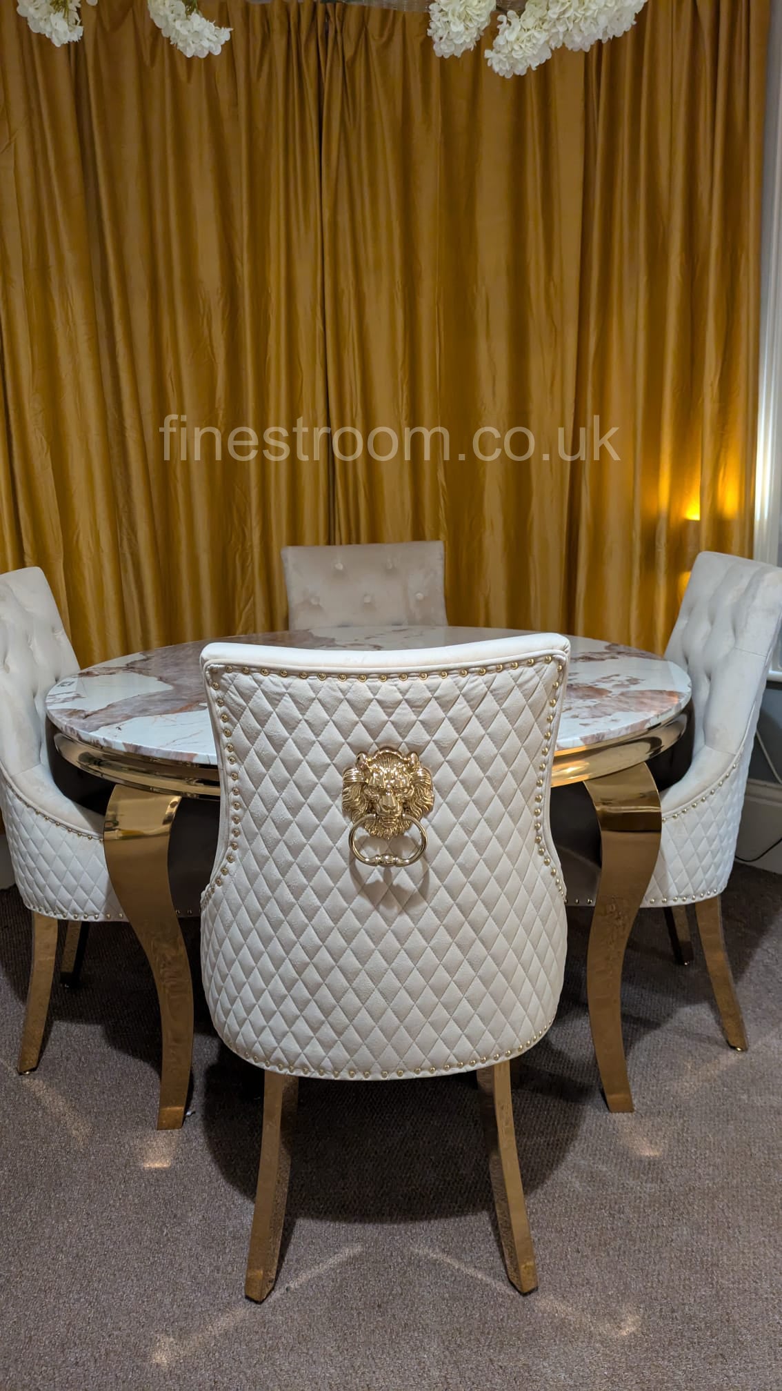1.3m Round Pandora Gold Louis with Mink Majestic Lion Knocker