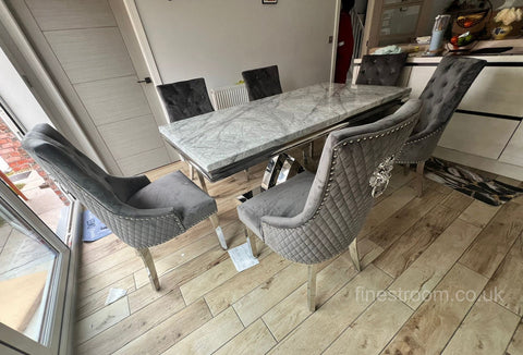 Grey Marble Milan Table with DG Majestic Chairs